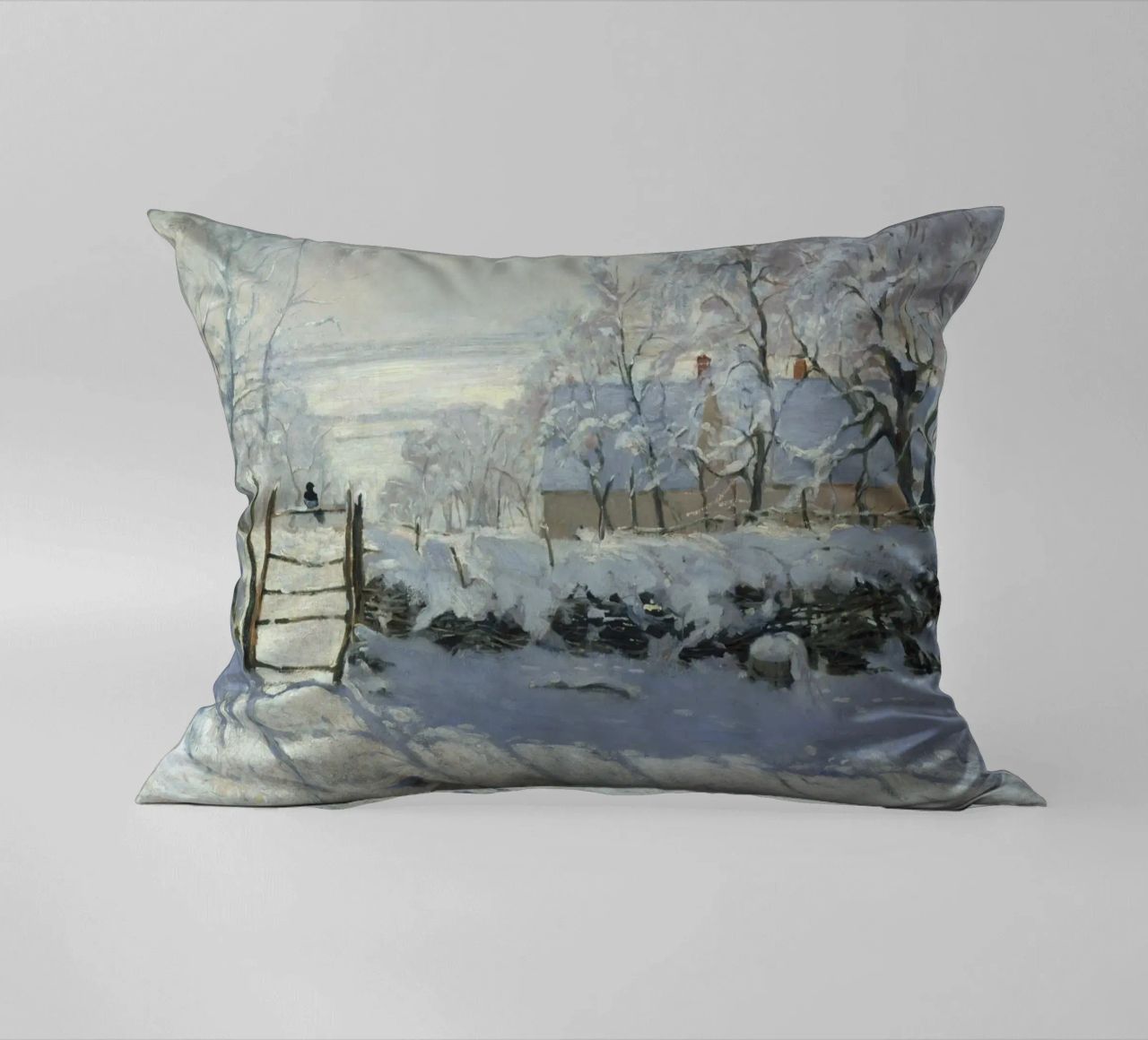 Claude Monet - The Magpie decorative cushion by Timeless Artworks