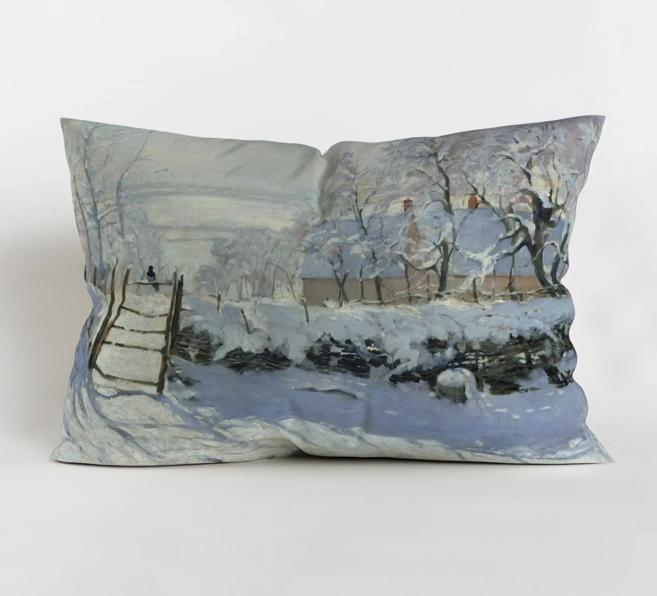 Claude Monet - The Magpie decorative cushion by Timeless Artworks