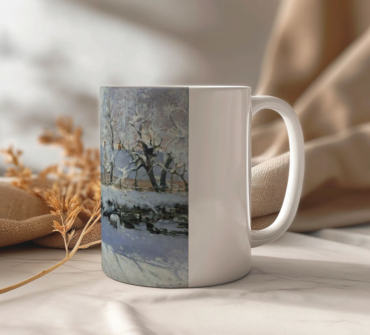Claude Monet - The Magpie ceramic mug by Timeless Artworks
