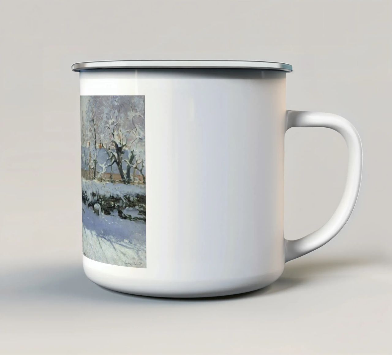 Claude Monet - The Magpie enamel mug by Timeless Artworks