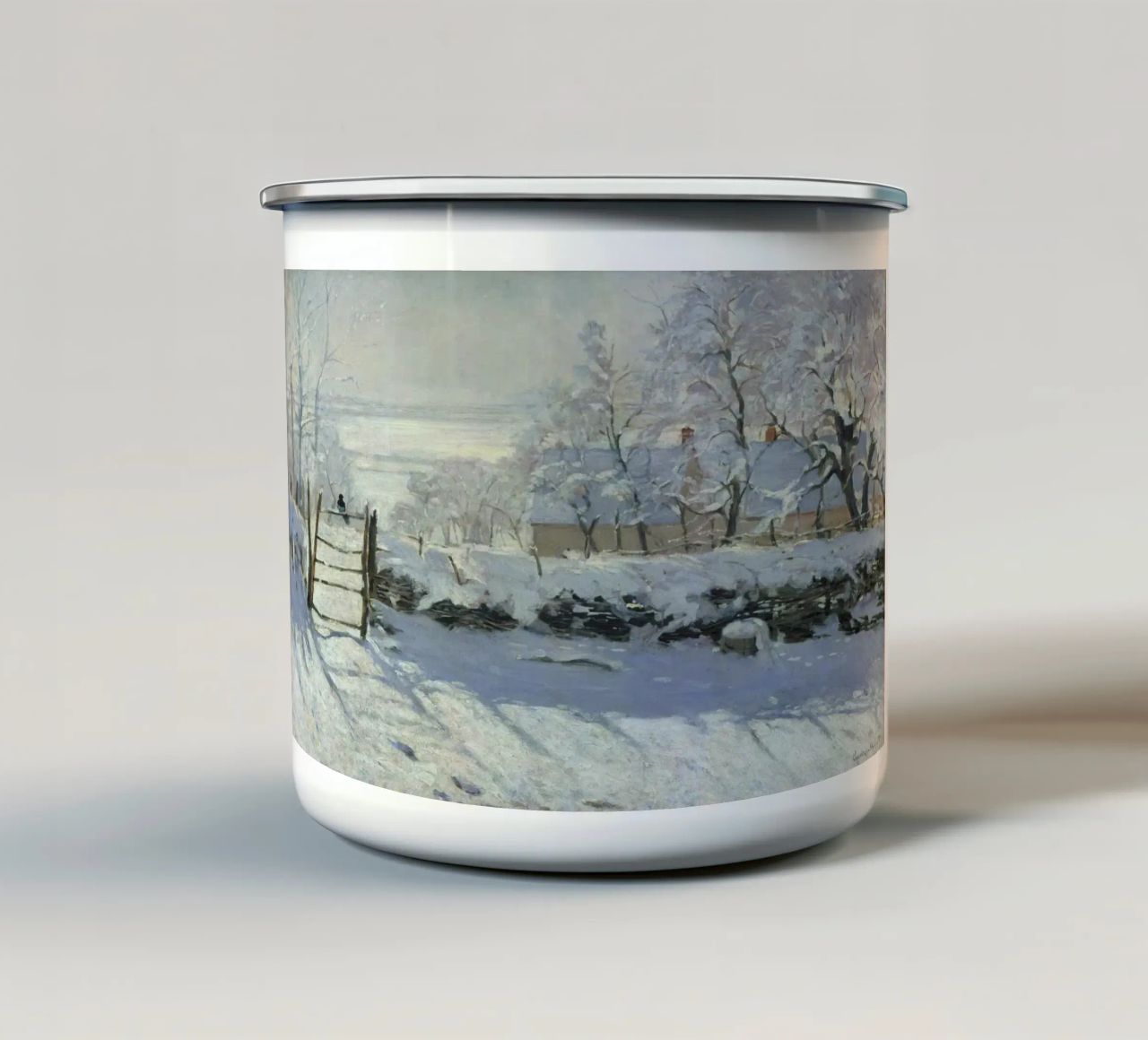 Claude Monet - The Magpie enamel mug by Timeless Artworks