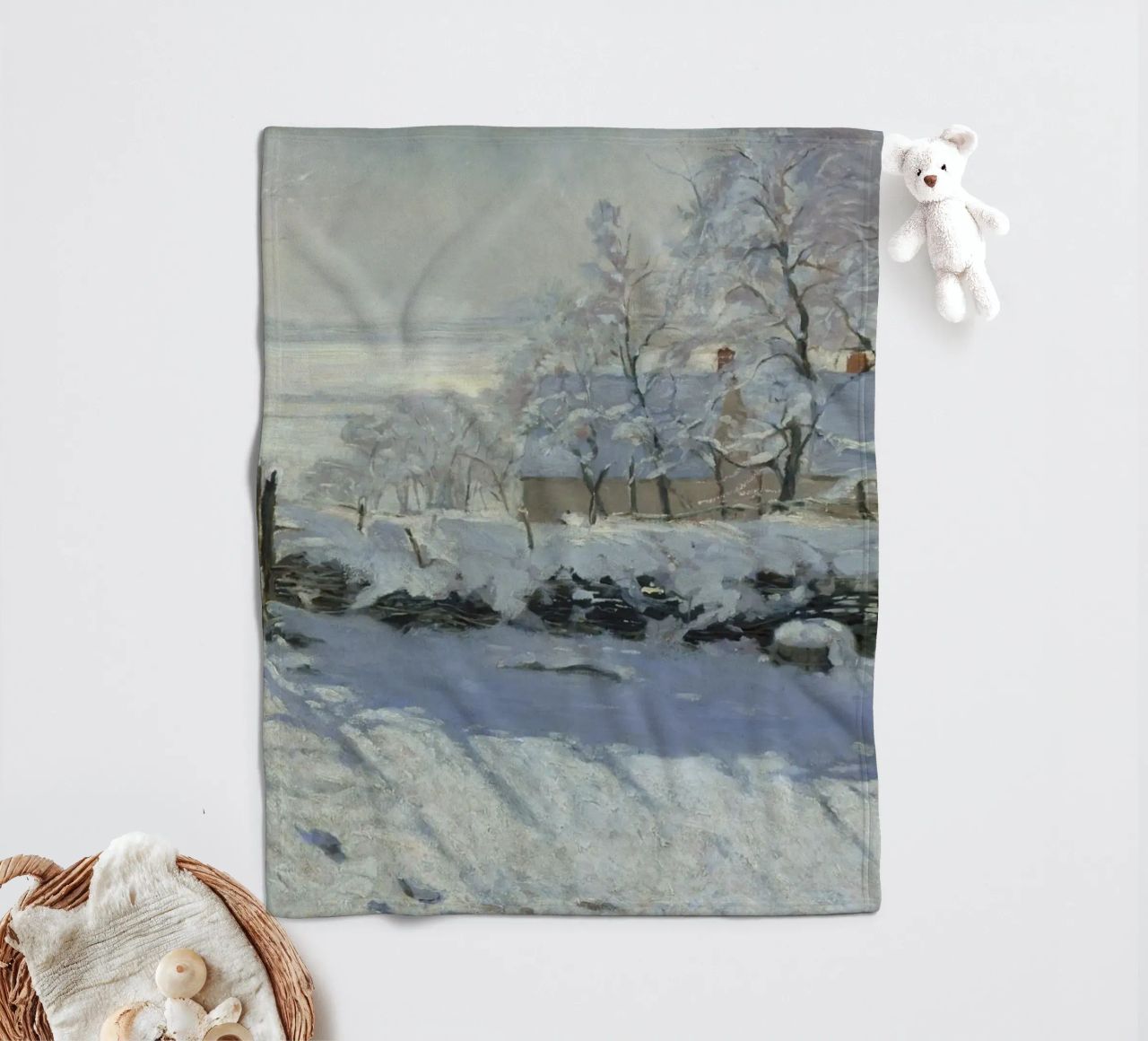 Claude Monet - The Magpie fleece blanket by Timeless Artworks