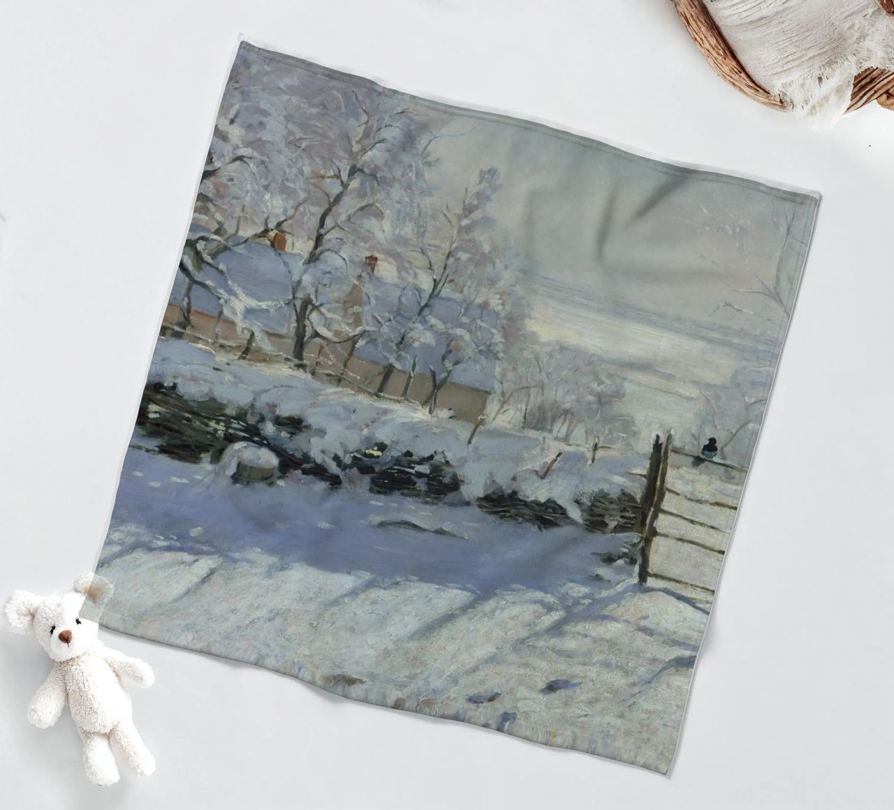 Claude Monet - The Magpie fleece blanket by Timeless Artworks