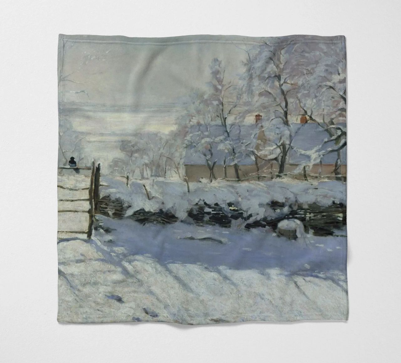 Claude Monet - The Magpie fleece blanket by Timeless Artworks