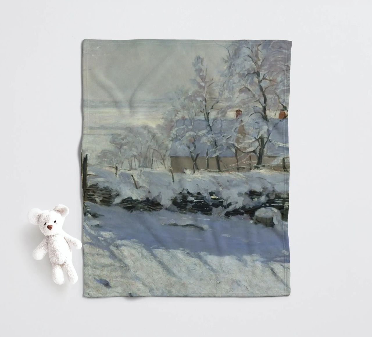 Claude Monet - The Magpie fleece blanket by Timeless Artworks