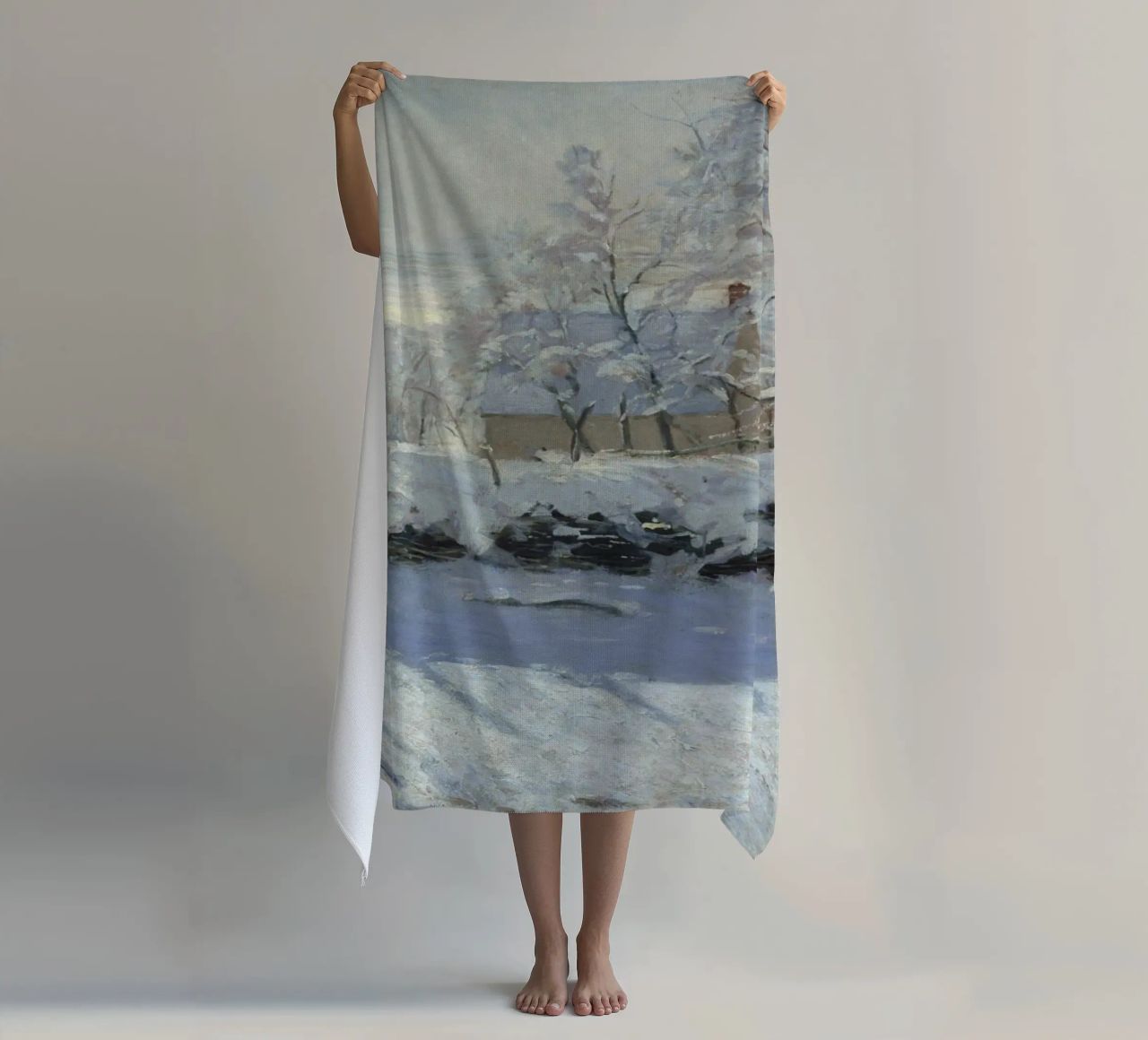 Claude Monet - The Magpie beach towel by Timeless Artworks