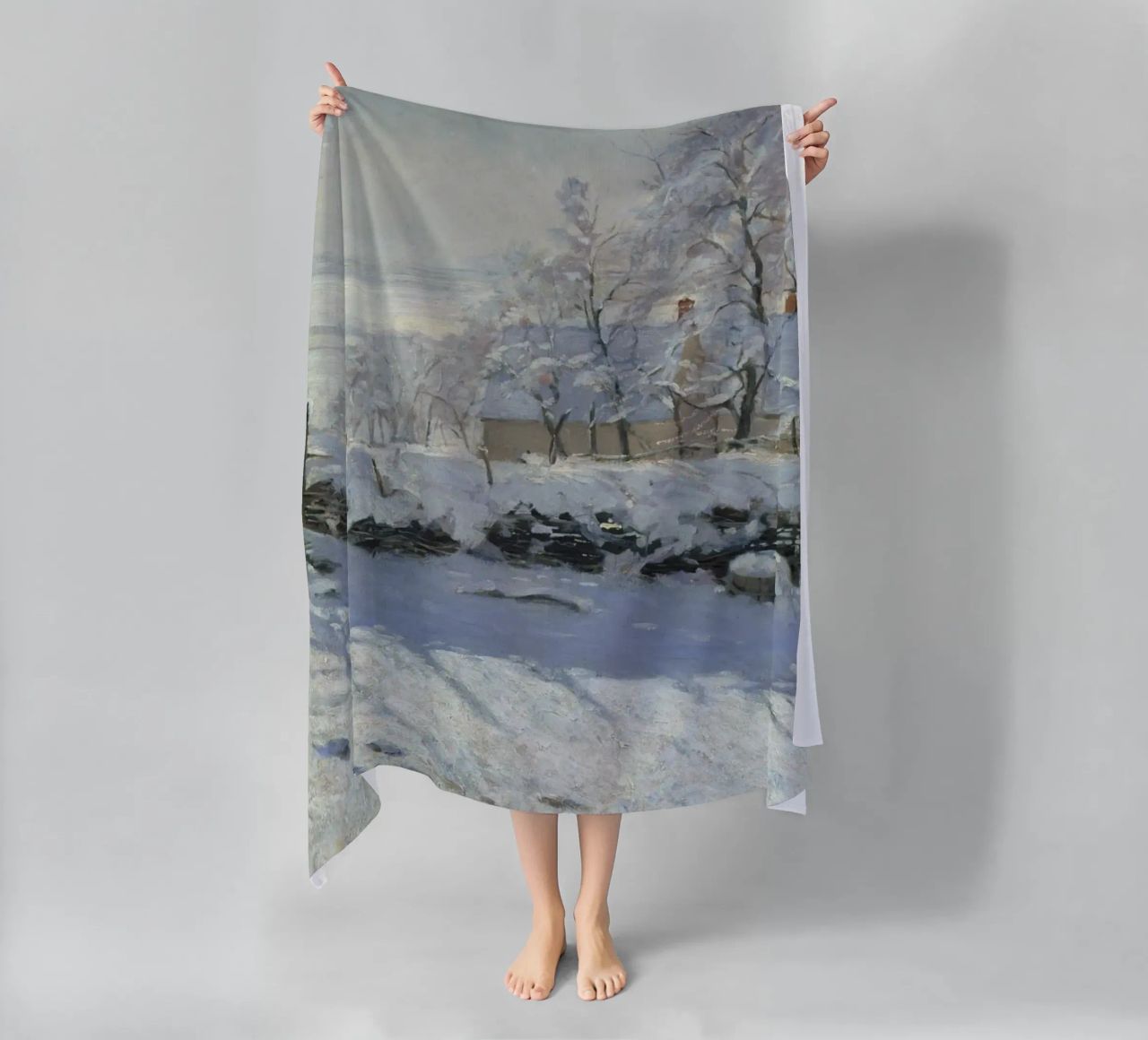 Claude Monet - The Magpie beach towel by Timeless Artworks
