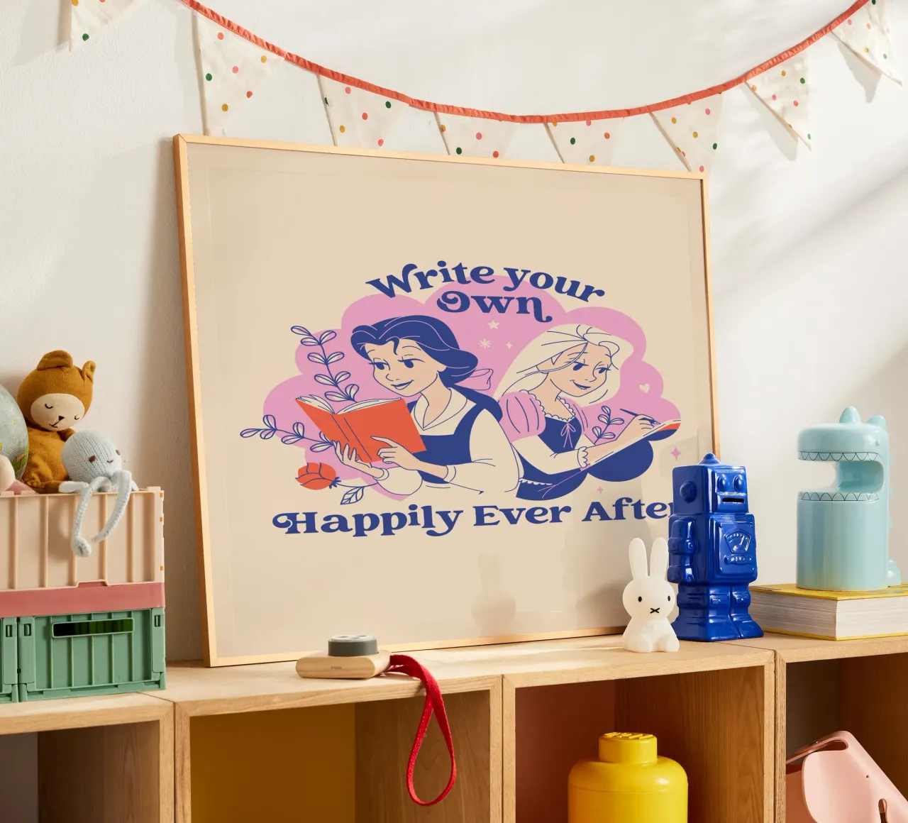 Belle & Rapunzel: Geschichten voller Magie poster con telaio in legno da Disney Princess