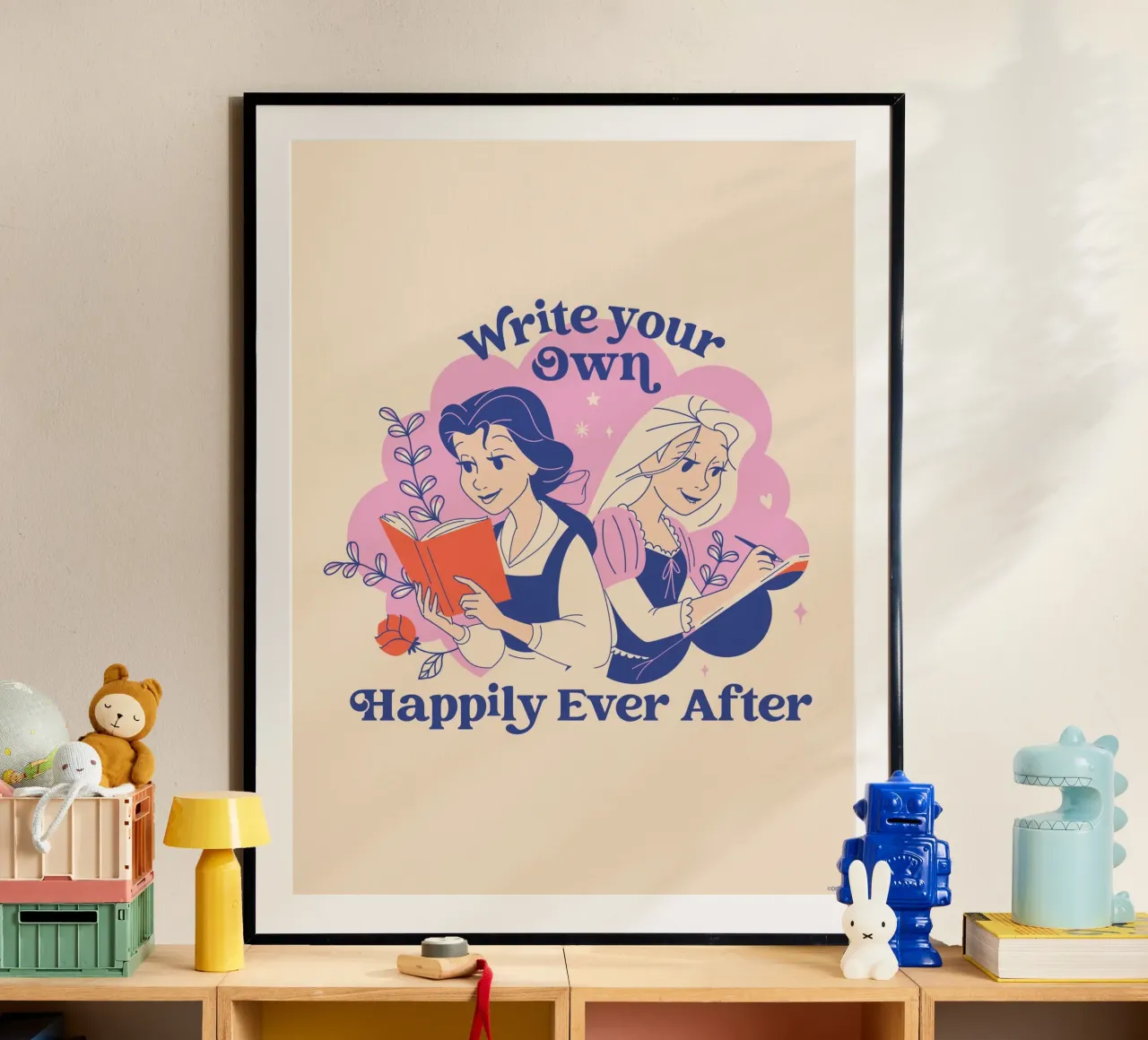 Belle & Rapunzel: Geschichten voller Magie poster con telaio in legno da Disney Princess