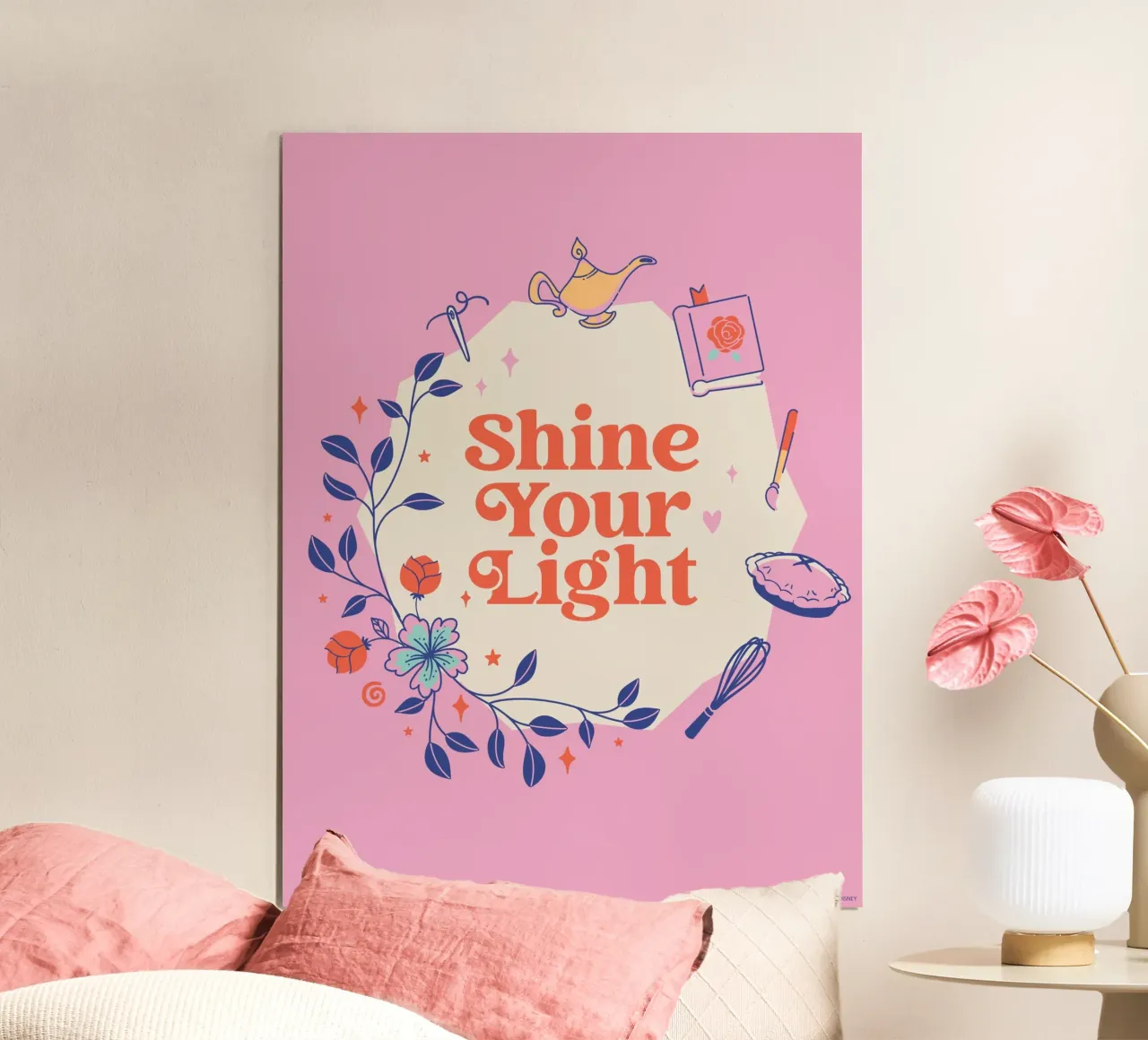 Fate risplendere la vostra luce poster con telaio in alluminio da Disney Princess