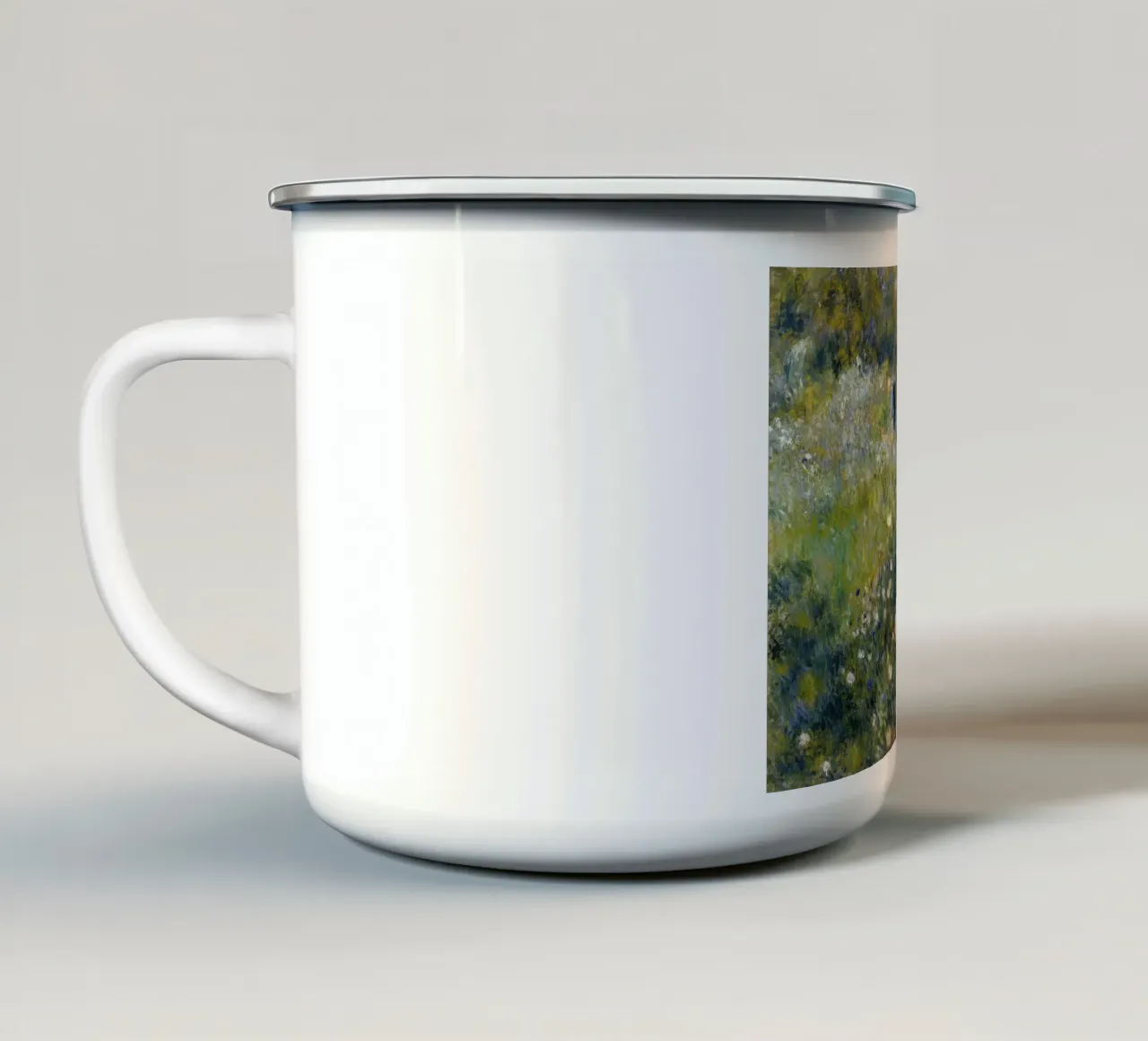 Auguste Renoir - Donna con ombrellone in giardino tazza in smalto da Timeless Artworks