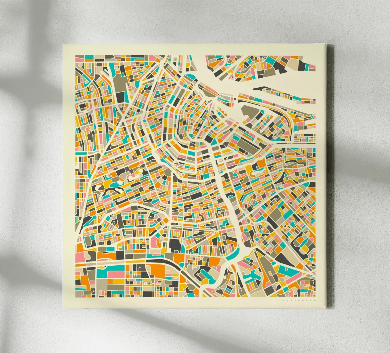 Mappa di Amsterdam tela con Cornice a cassetta da Jazzberry Blue