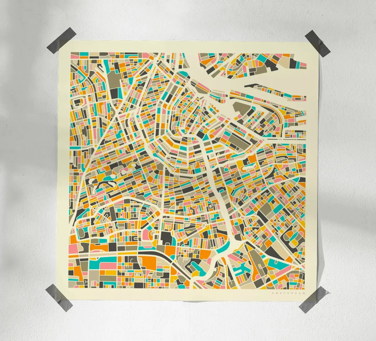 Mappa di Amsterdam poster da Jazzberry Blue