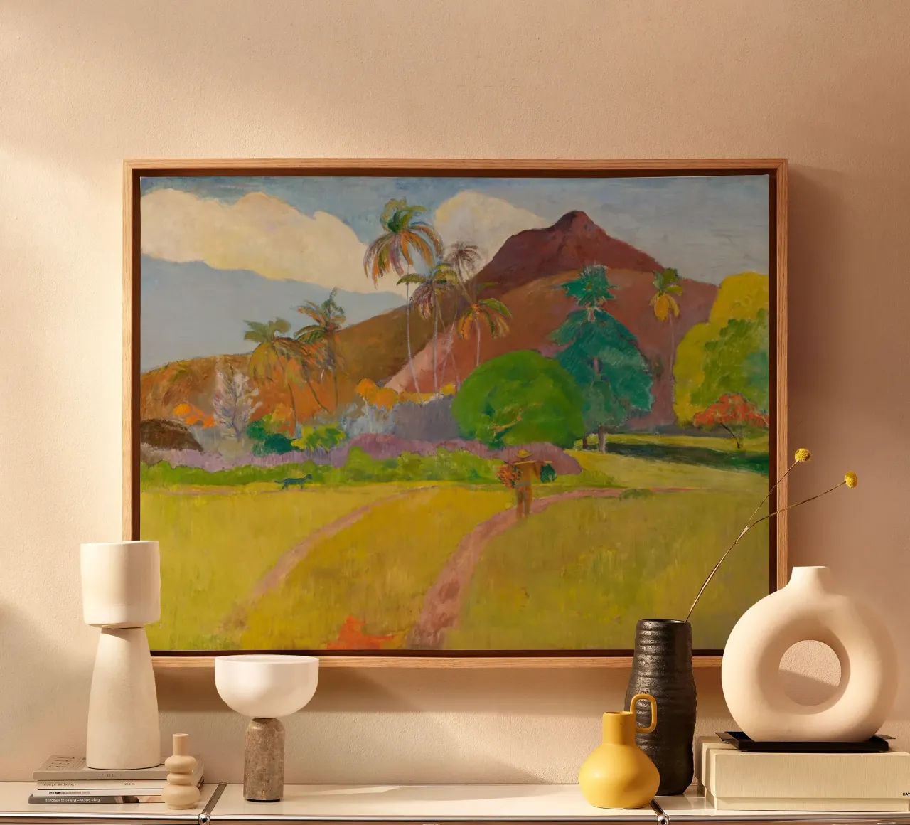 Paul Gauguin - Landschap in Tahiti canvas met Baklijst van Timeless Artworks