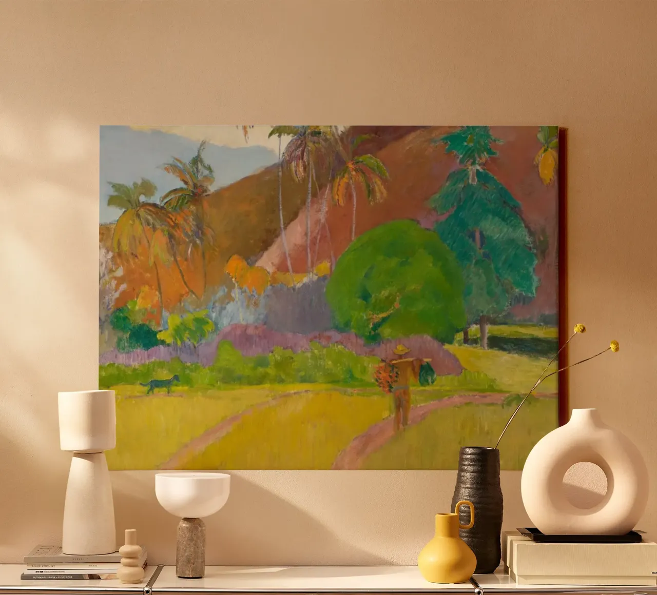 Paul Gauguin - Landschap in Tahiti canvas met Baklijst van Timeless Artworks