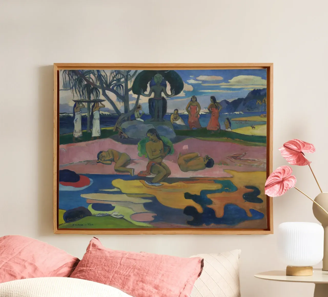 Paul Gauguin - Mahana no atua (Day of the God) canvas with Floater frame by Timeless Artworks