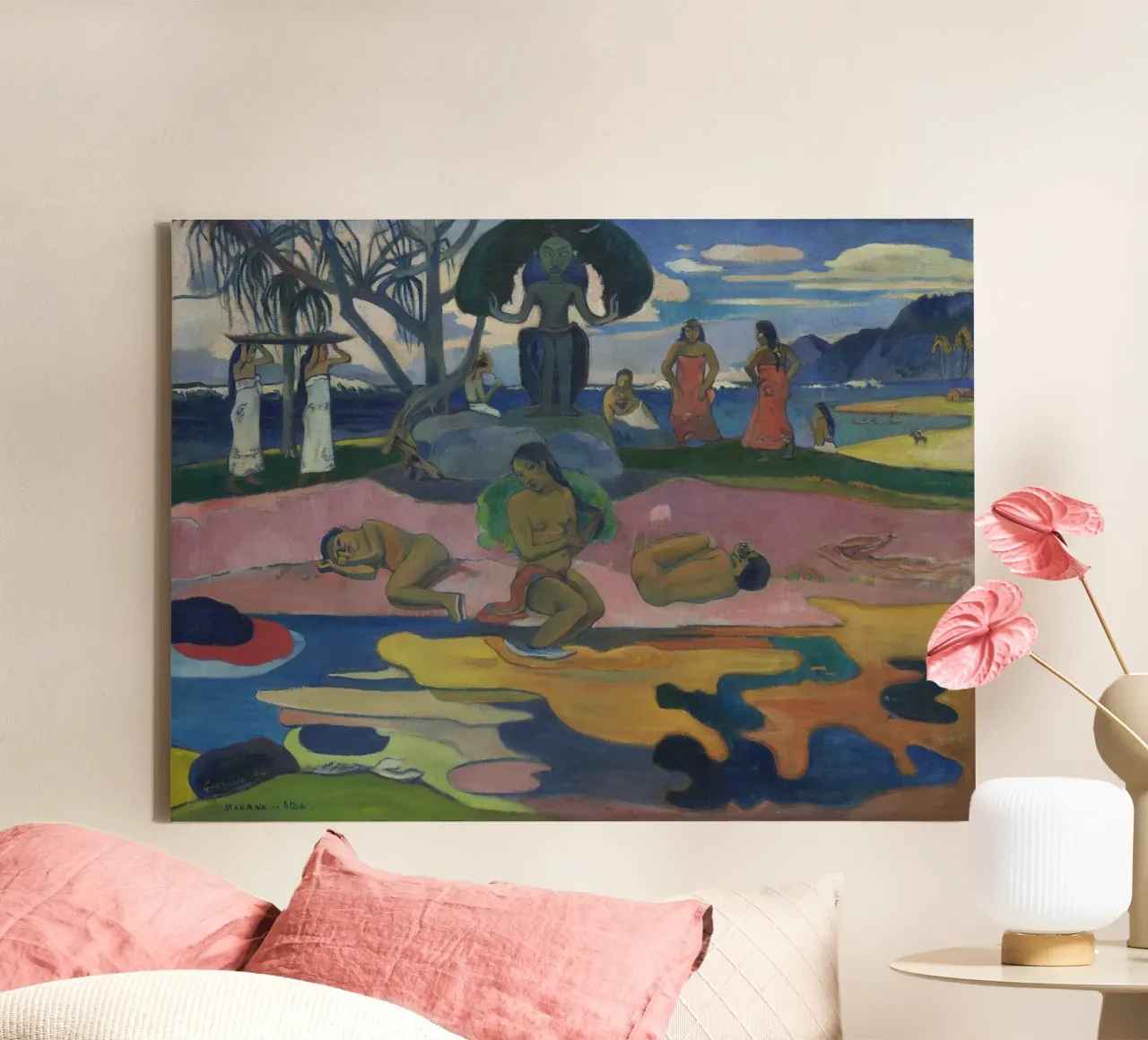 Paul Gauguin - Mahana no atua (Day of the God) canvas with Floater frame by Timeless Artworks