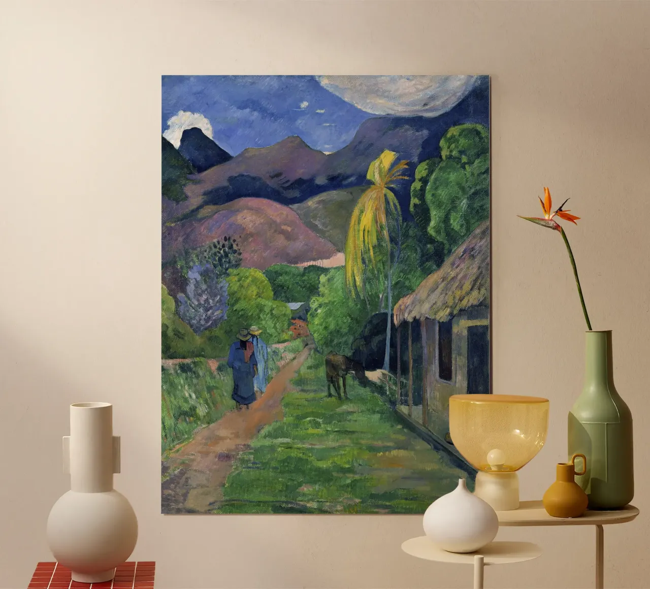 Paul Gauguin - Rue de Tahiti poster con telaio in legno da Timeless Artworks