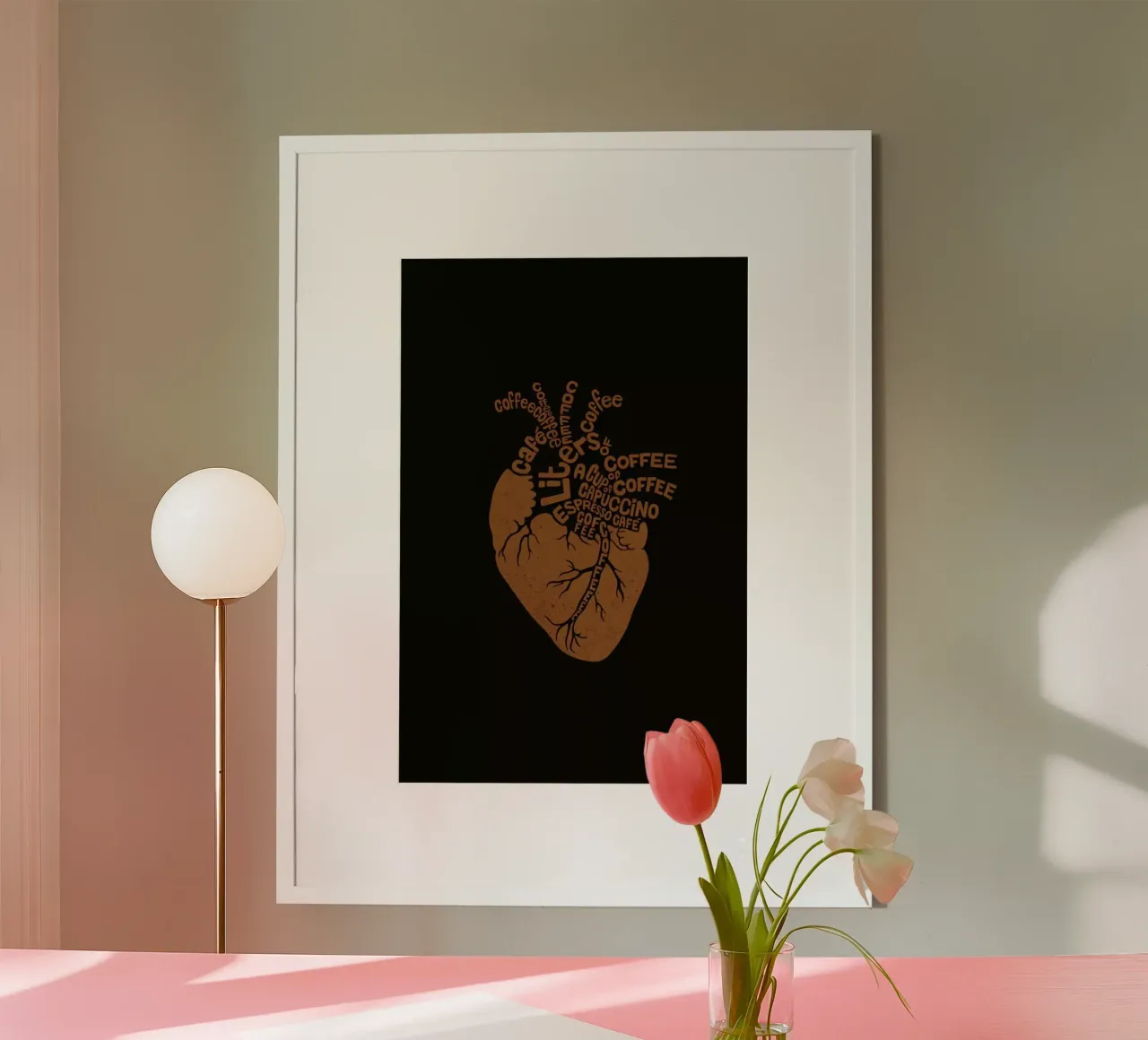 Coffee Lover Heart poster con telaio in alluminio da Tobe Fonseca