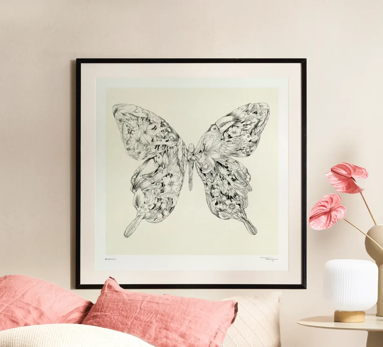 Butterfly poster con telaio in alluminio da Faunesque