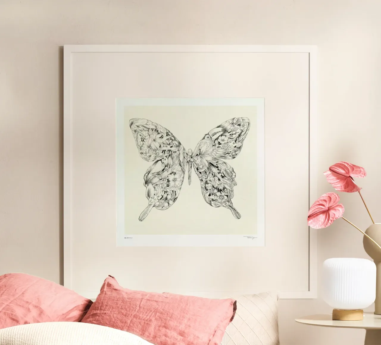 Butterfly poster con telaio in alluminio da Faunesque
