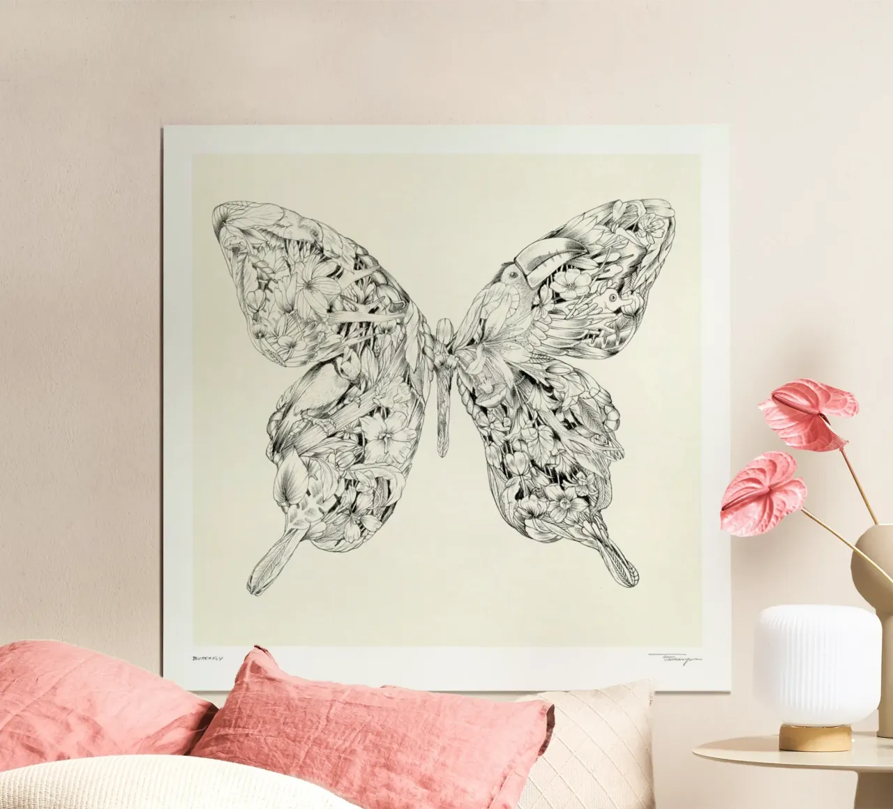 Butterfly poster con telaio in alluminio da Faunesque