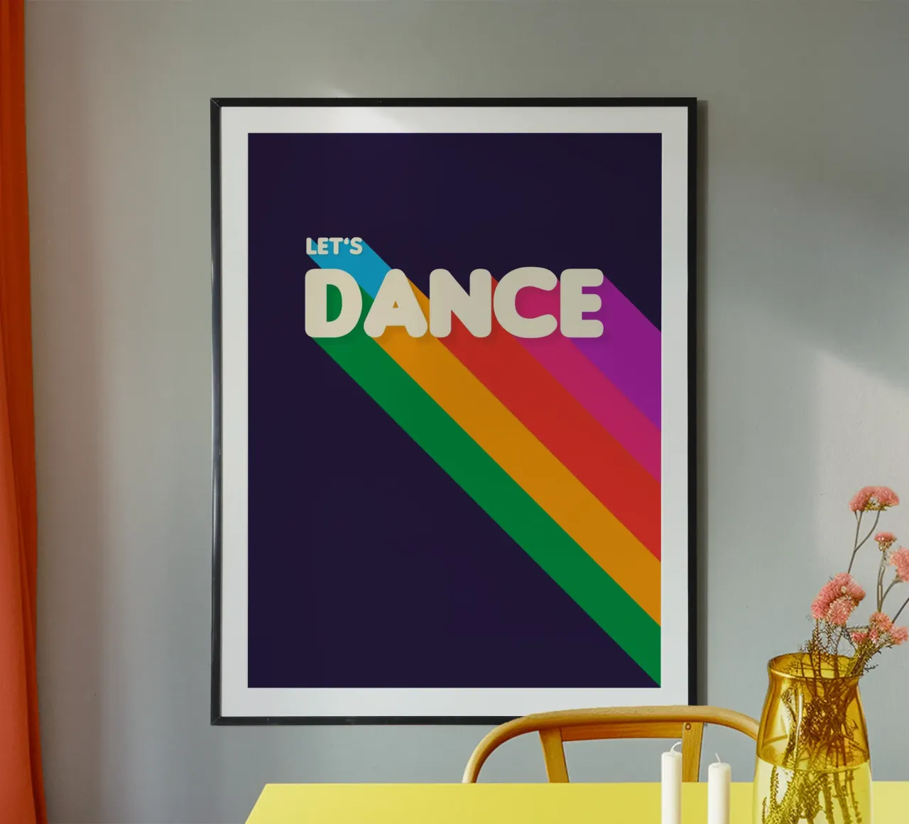 Retro Let's Dance Wall Art poster con telaio in alluminio da showmemars