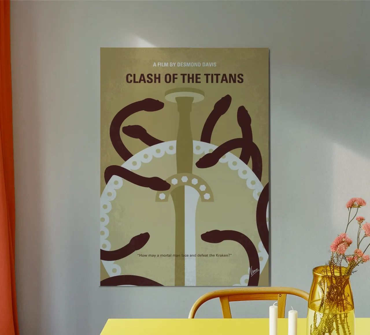 No1363 My Clash of the Titans minimal movie poster alluminio dibond da Chungkong