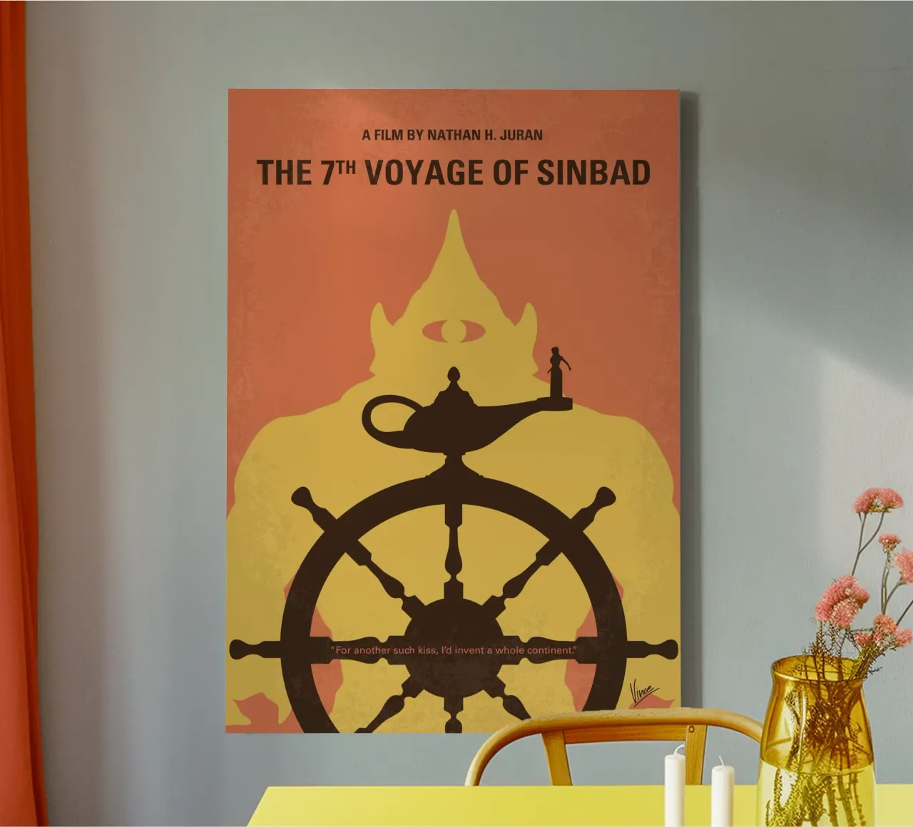 No1364 My The 7th Voyage of Sinbad minimal movie poster canvas met Baklijst van Chungkong