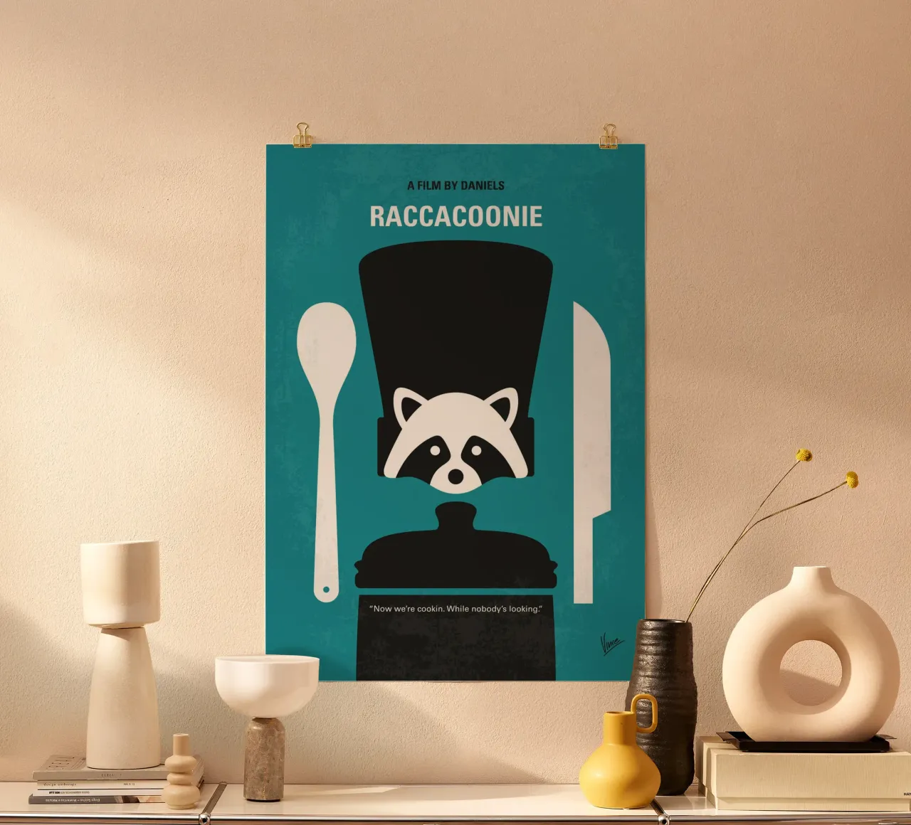 No1381 My Raccacoonie minimal movie poster carta hahnemühle da Chungkong