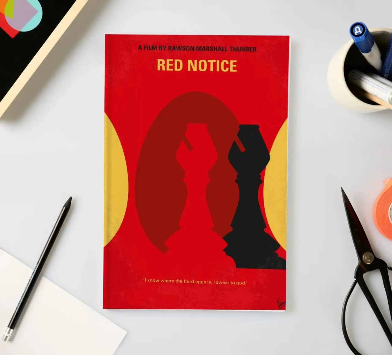 No1391 My Red Notice minimal movie poster notebook by Chungkong