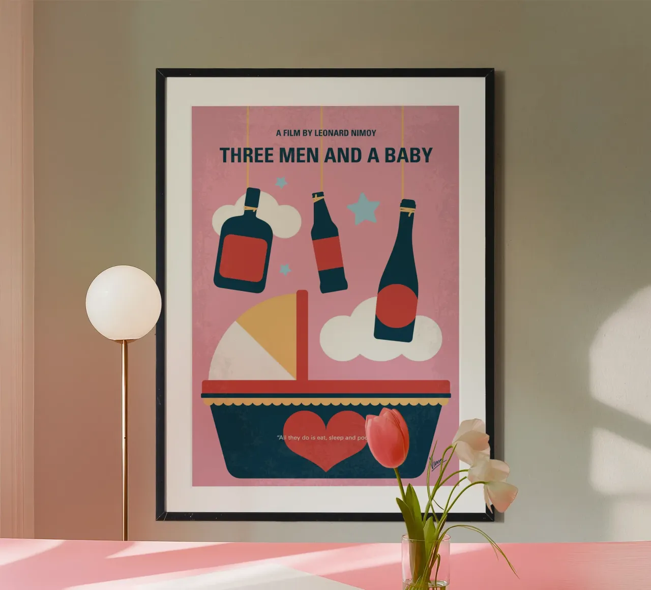 No1399 My Three Men and a Baby minimal movie poster poster con telaio in plastica da Chungkong