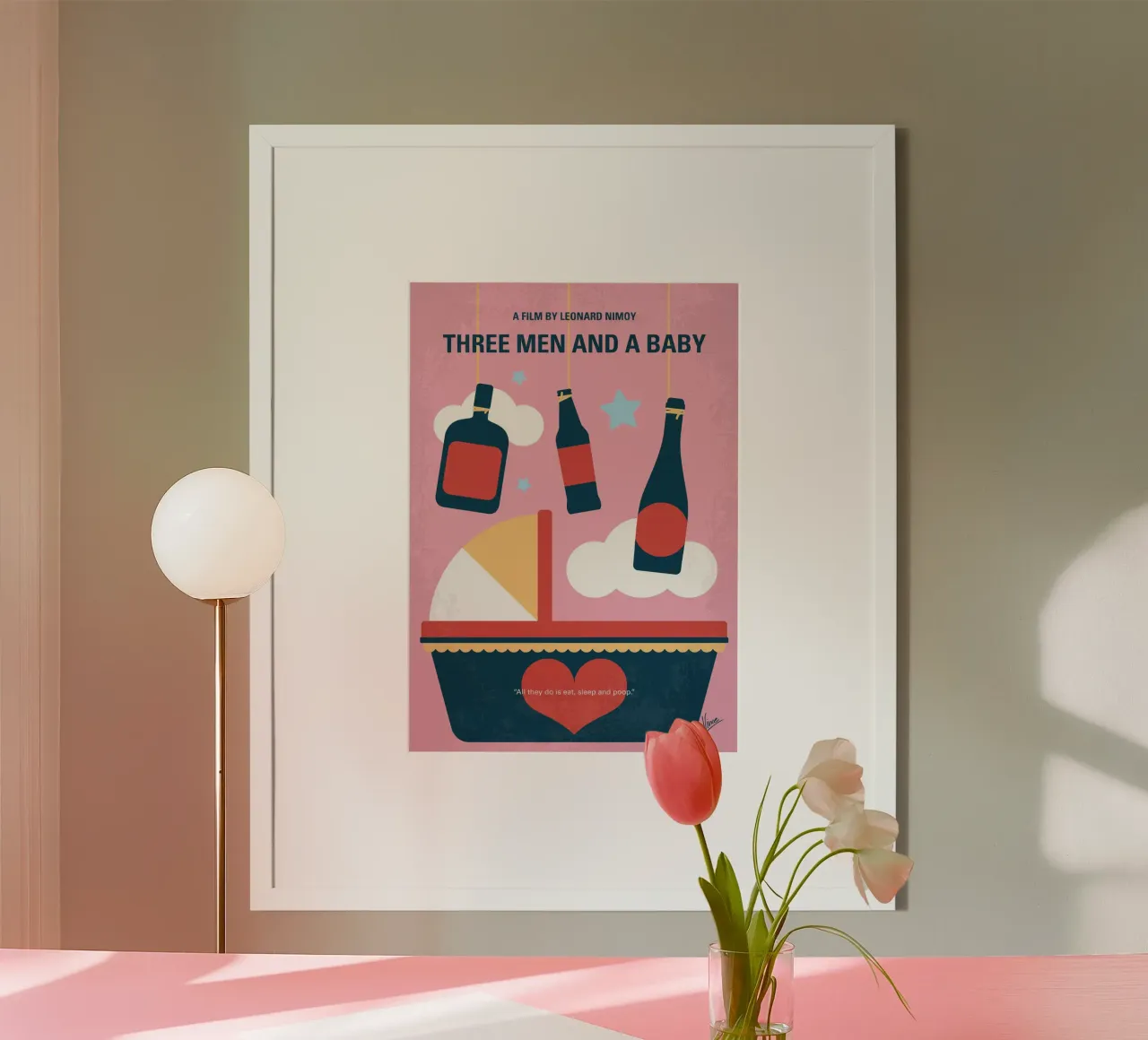 No1399 My Three Men and a Baby minimal movie poster poster con telaio in plastica da Chungkong