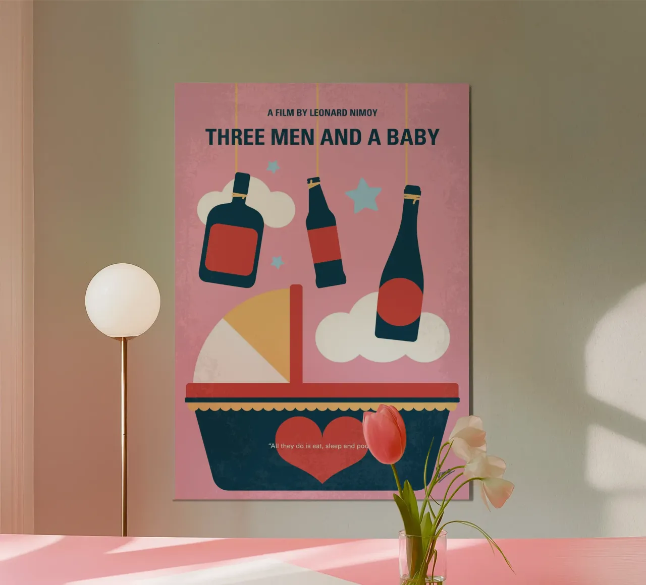 No1399 My Three Men and a Baby minimal movie poster poster con telaio in plastica da Chungkong