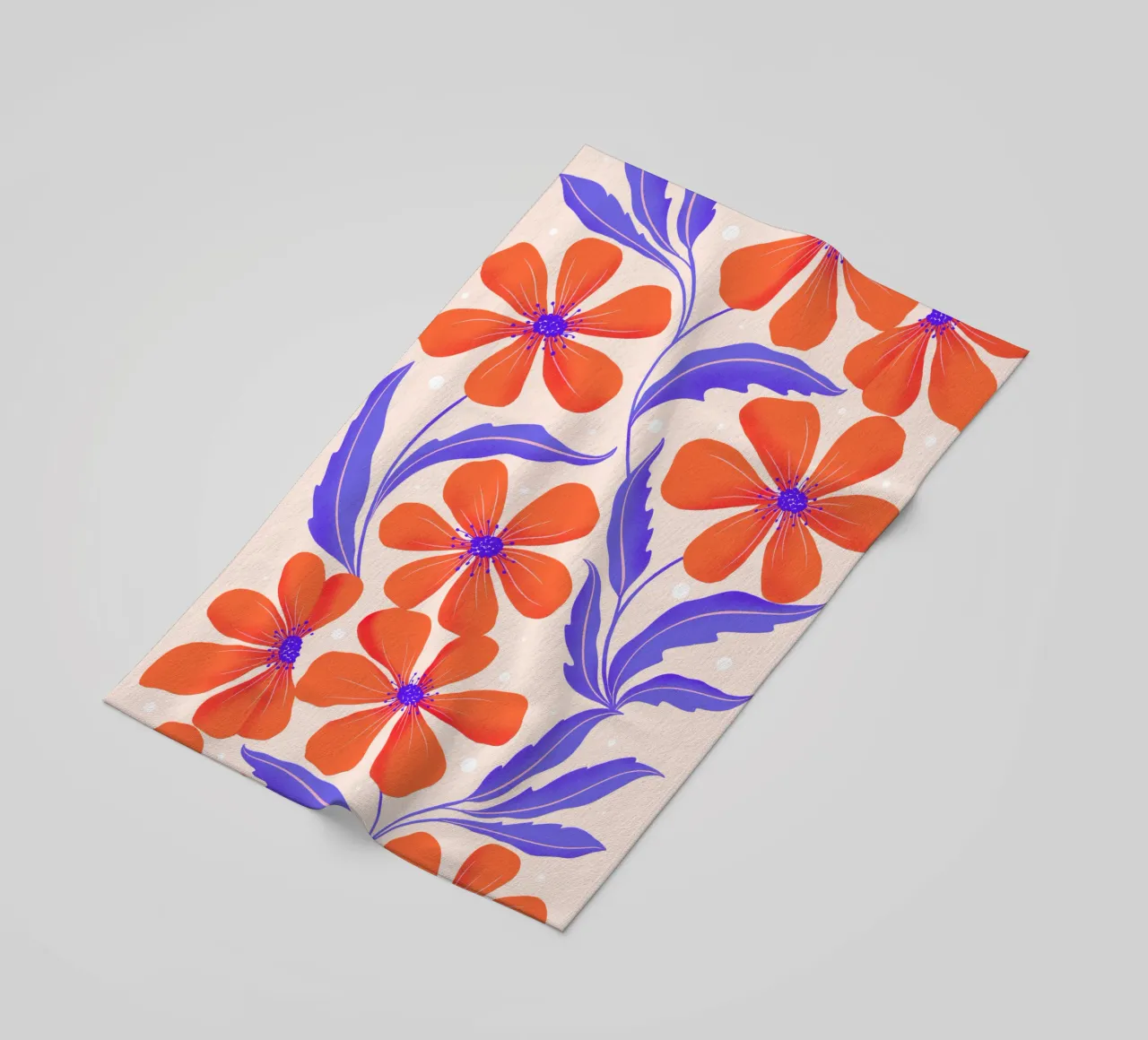 Arte botanica. Flower Power in Orange e Lila. Muster. telo mare da CalliLetters