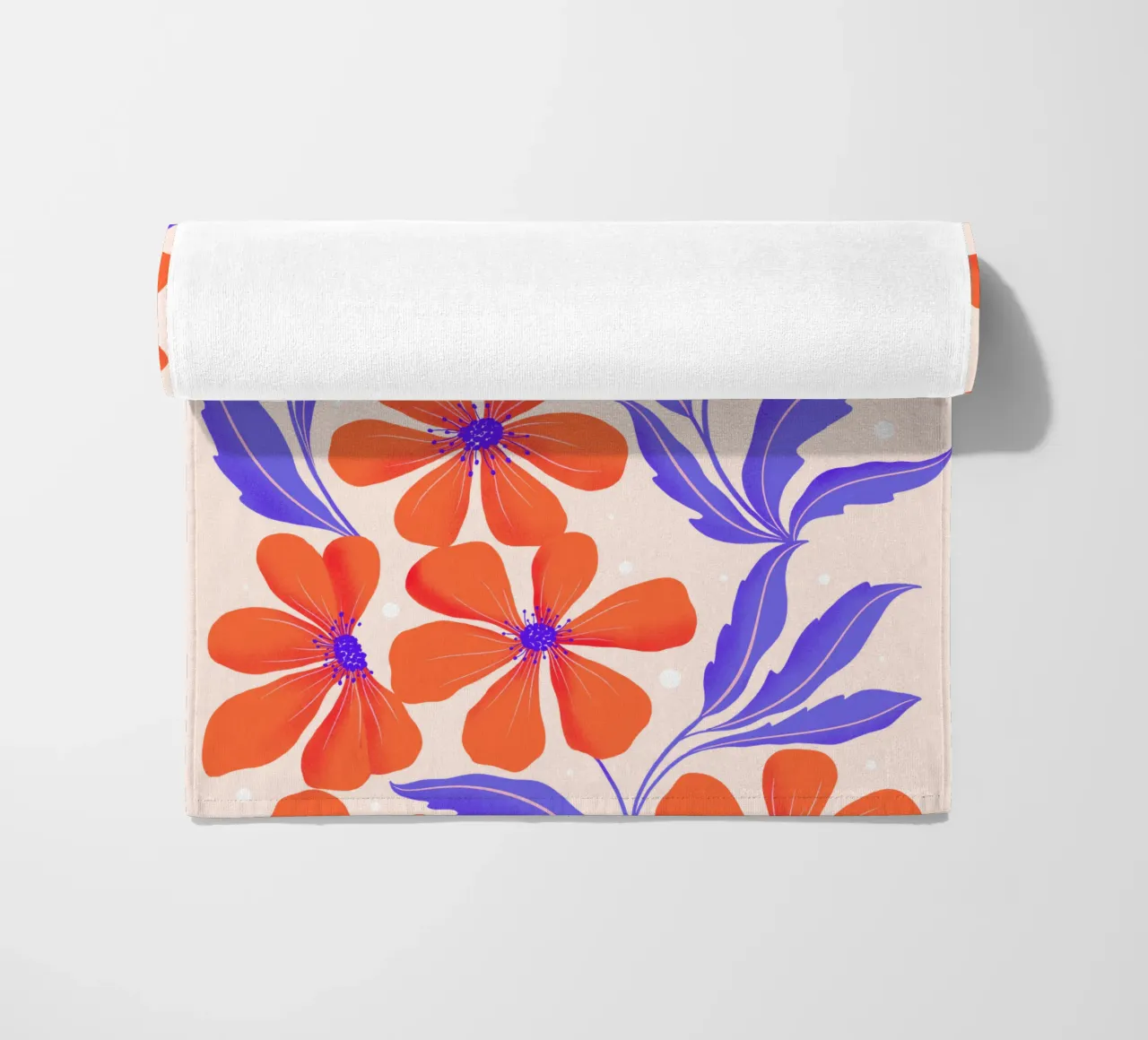 Arte botanica. Flower Power in Orange e Lila. Muster. telo mare da CalliLetters