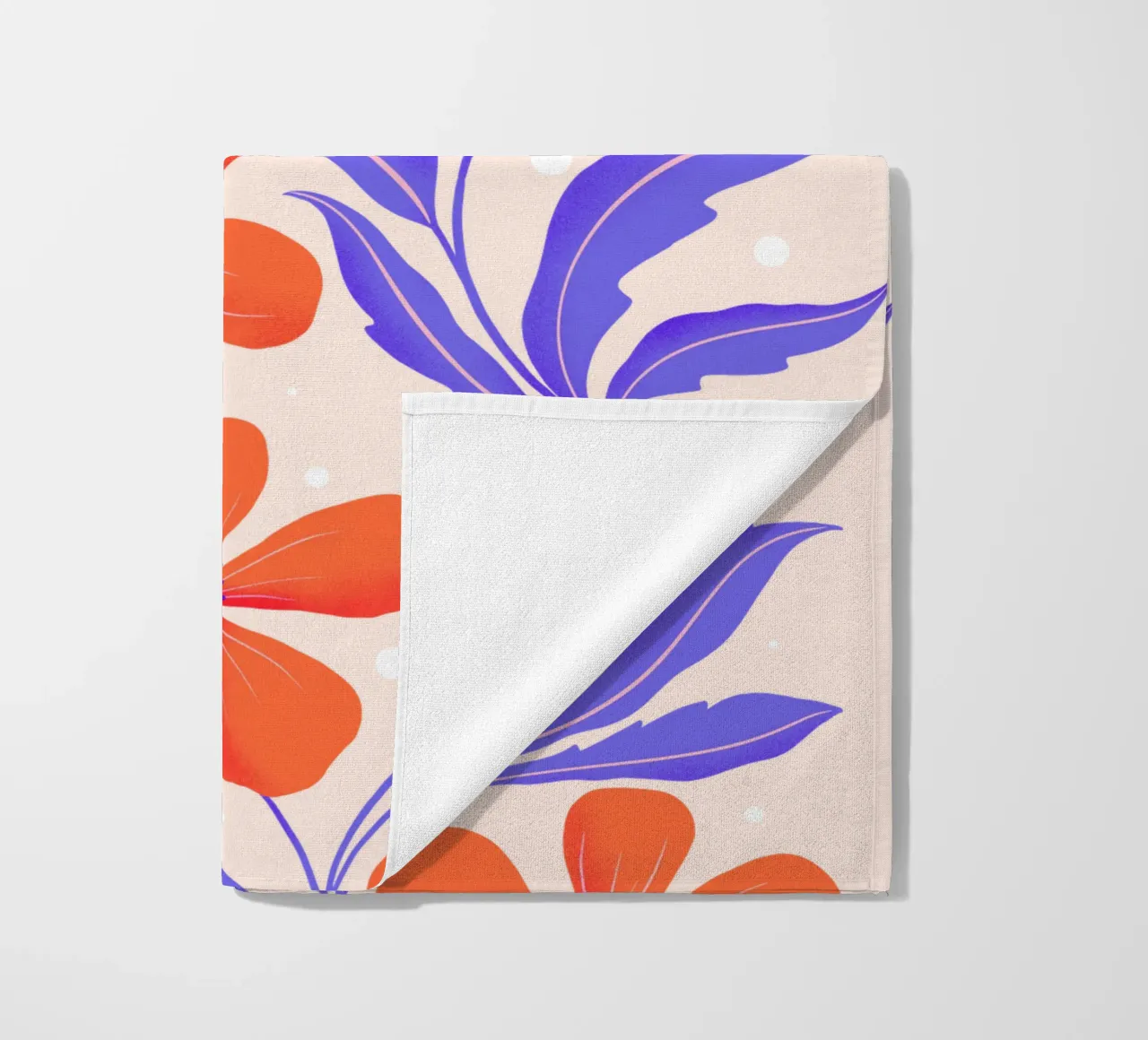 Arte botanica. Flower Power in Orange e Lila. Muster. telo mare da CalliLetters