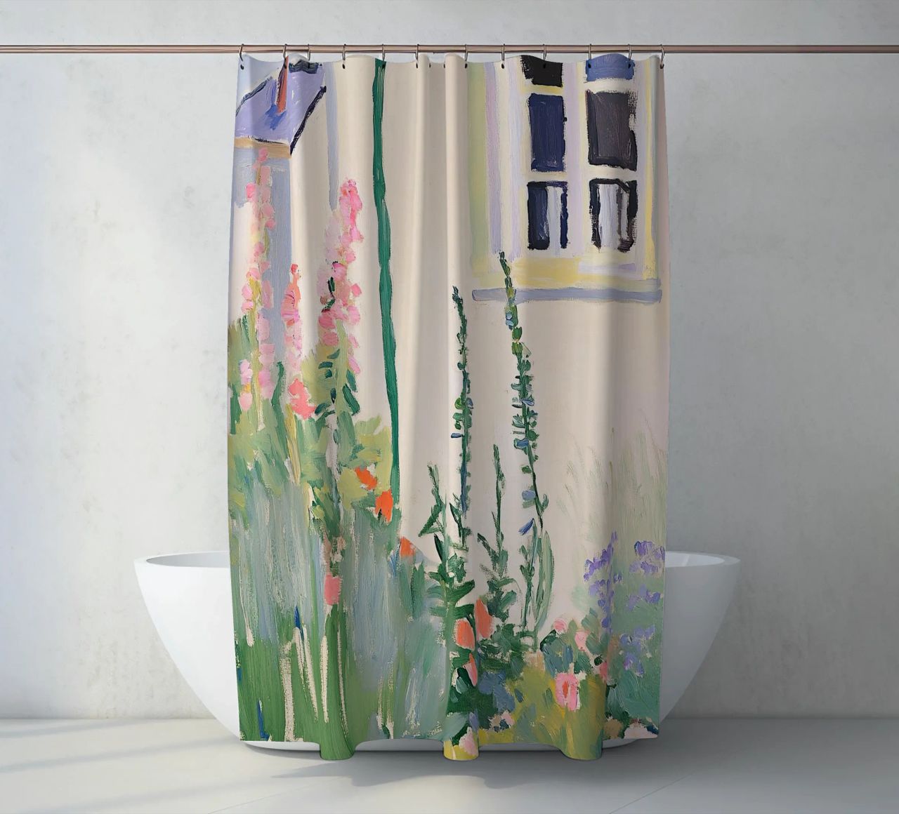 Garten Botanisch Haus Fenster Fauvismus Duschvorhang von Euphoria Theresa