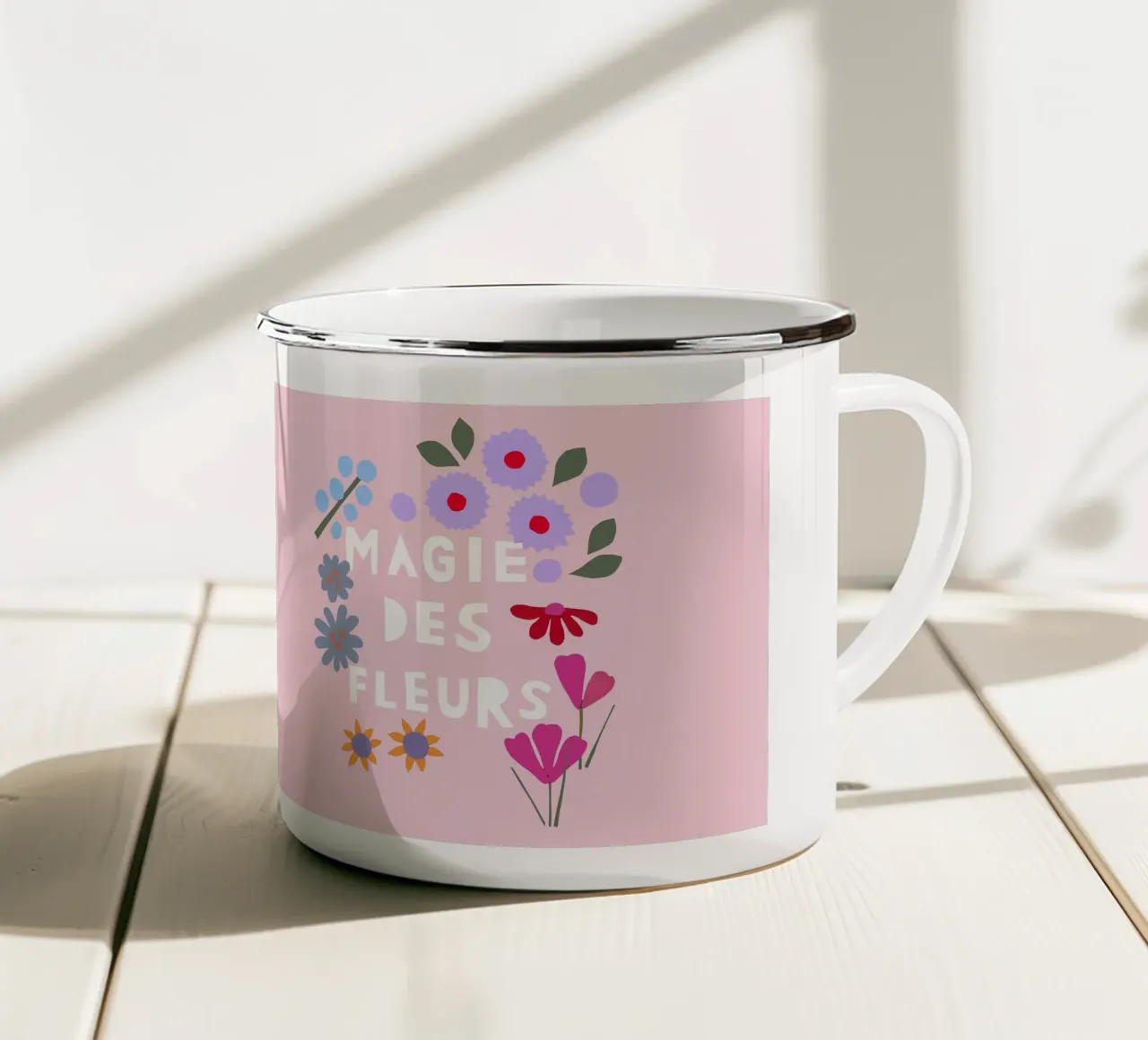 Magie des Fleurs rosa tazza in smalto da Iris Knabenschuh Design