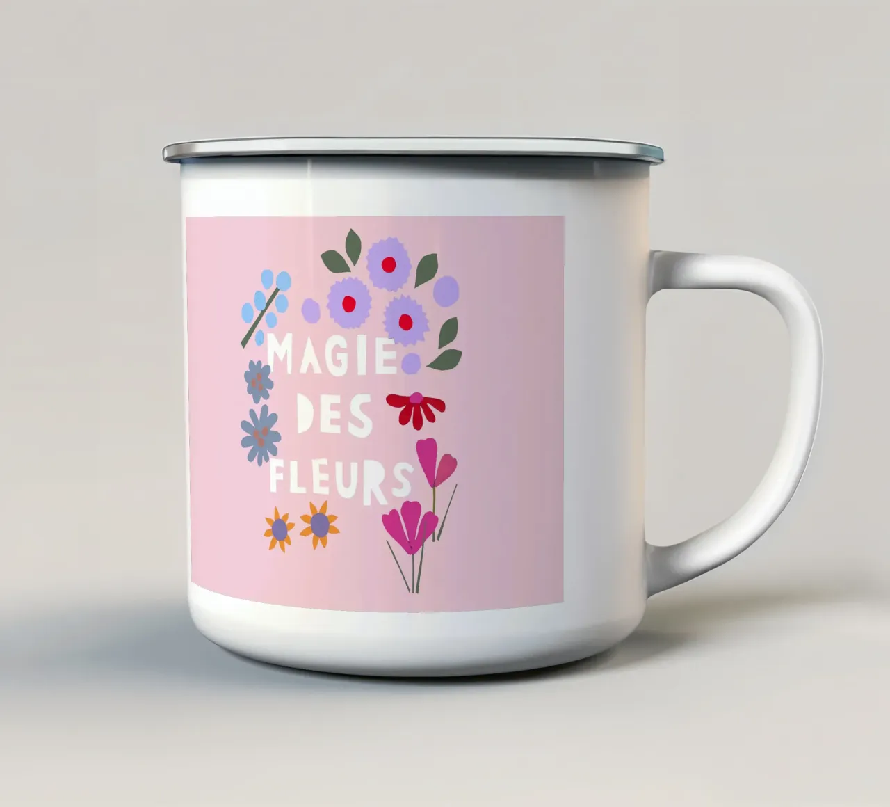 Magie des Fleurs rosa tazza in smalto da Iris Knabenschuh Design