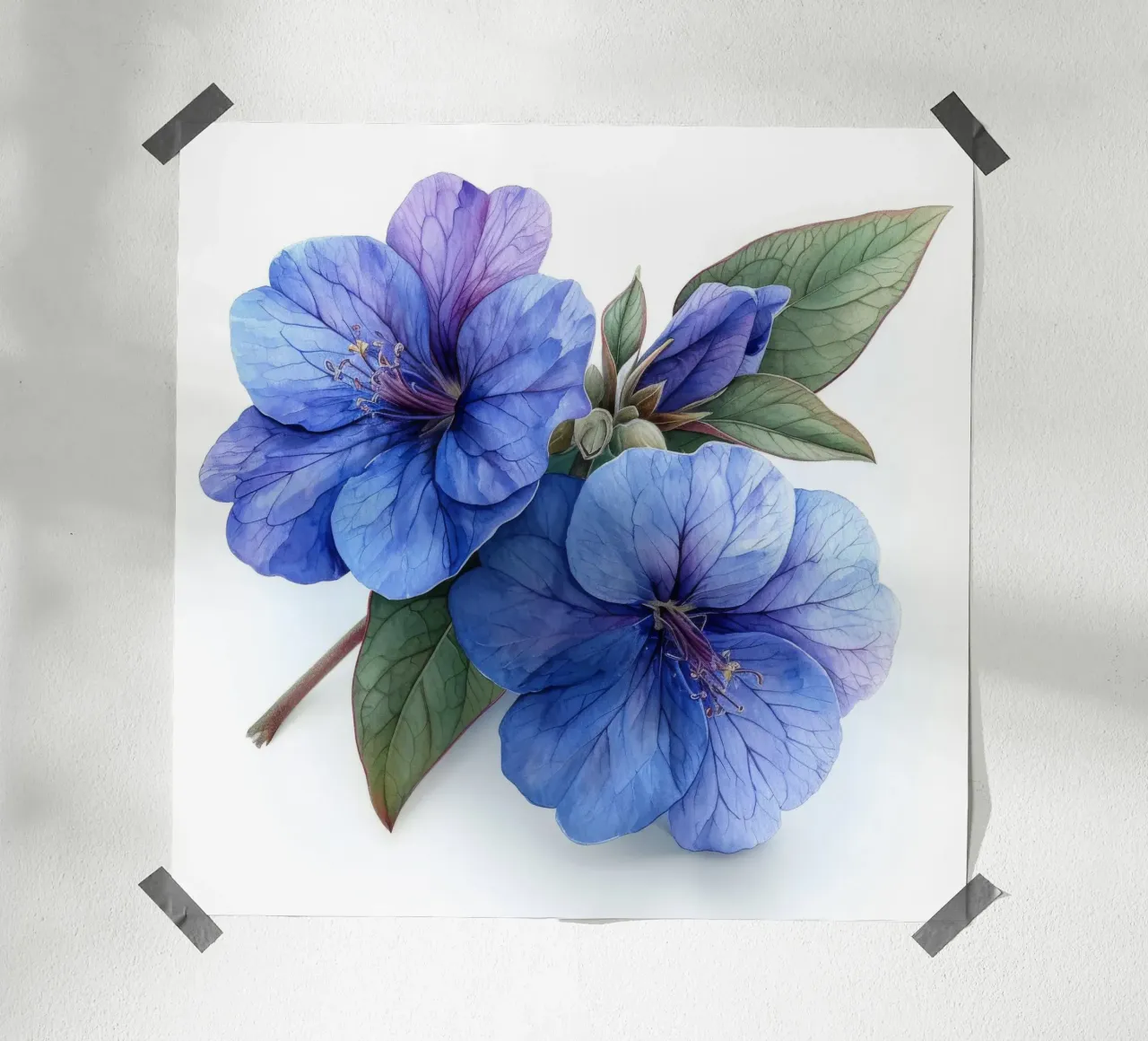 Fiore di lobelia 3 poster con telaio in legno da Bold Blooms