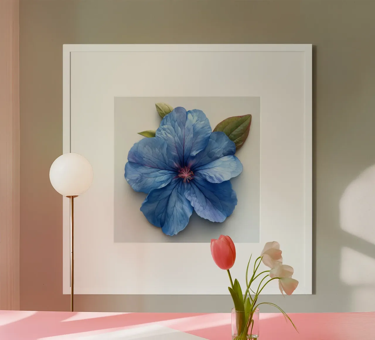 Fiore di lobelia 4 poster con telaio in legno da Bold Blooms
