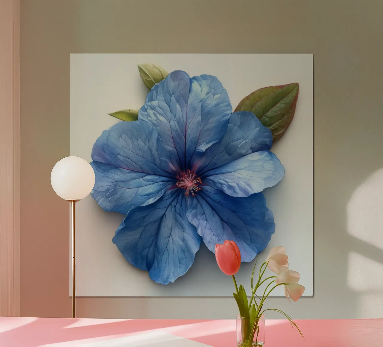 Fiore di lobelia 4 poster con telaio in legno da Bold Blooms