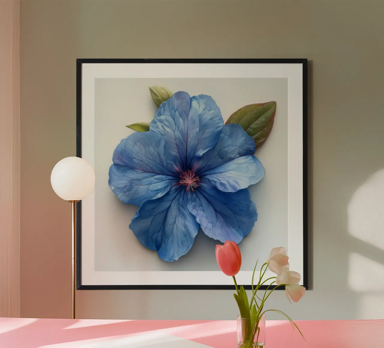 Fiore di lobelia 4 poster con telaio in legno da Bold Blooms