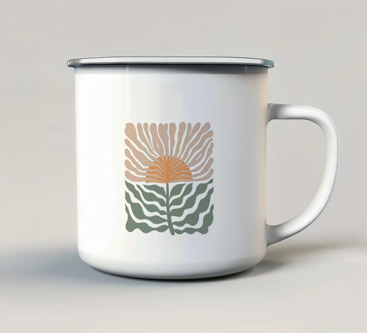 Midcentury Moderne Abstracte Bloem emaille mok van Modern Muse