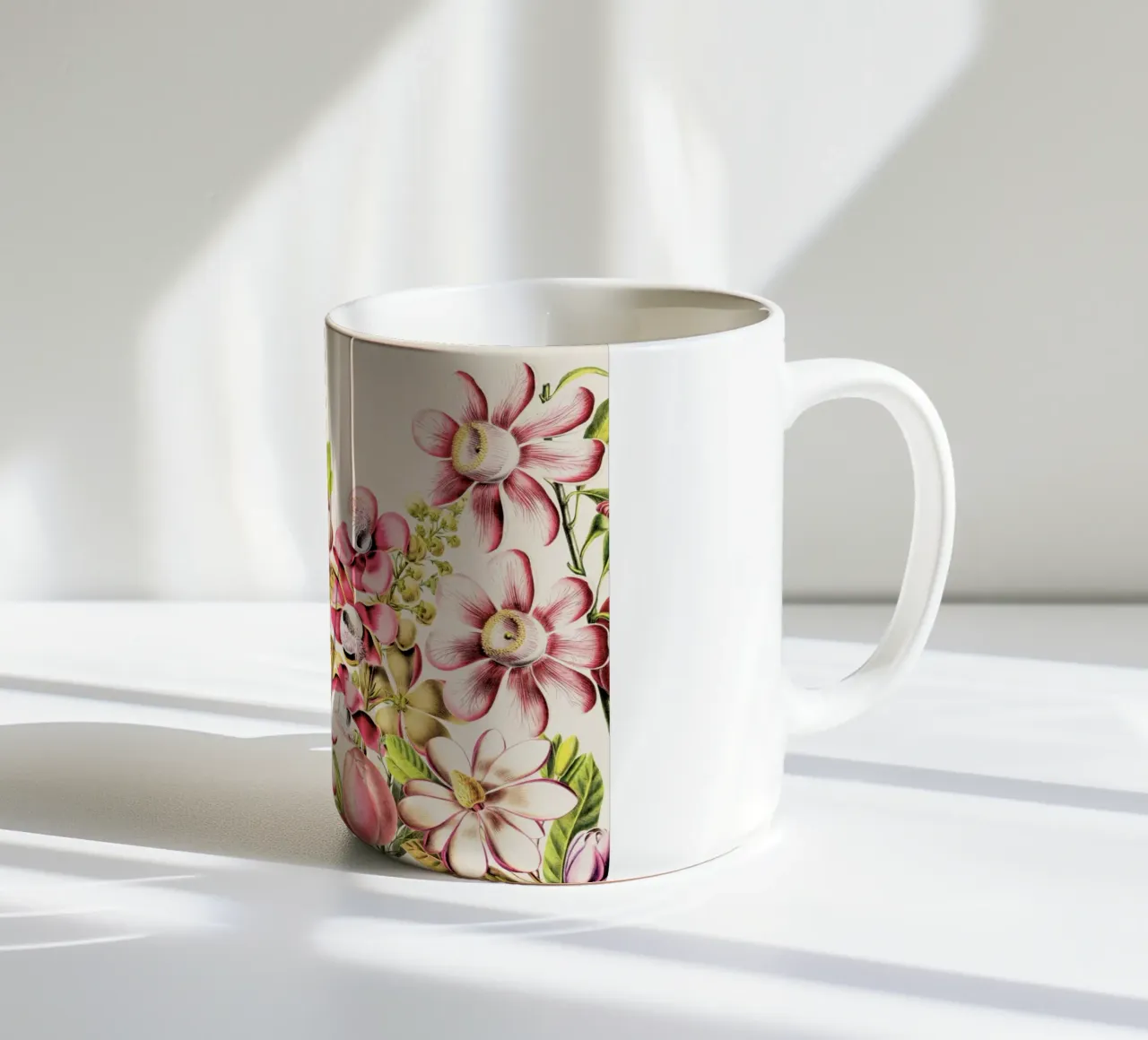 Pink Botanical Vintage Flower Paradise ceramic mug by Vintage World - Uta Naumann