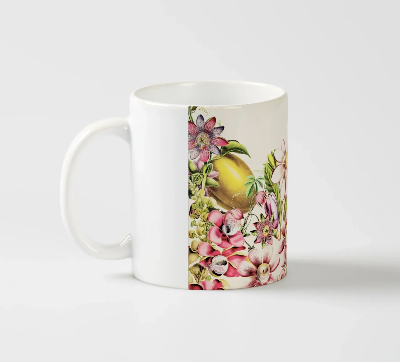 Pink Botanical Vintage Flower Paradise ceramic mug by Vintage World - Uta Naumann