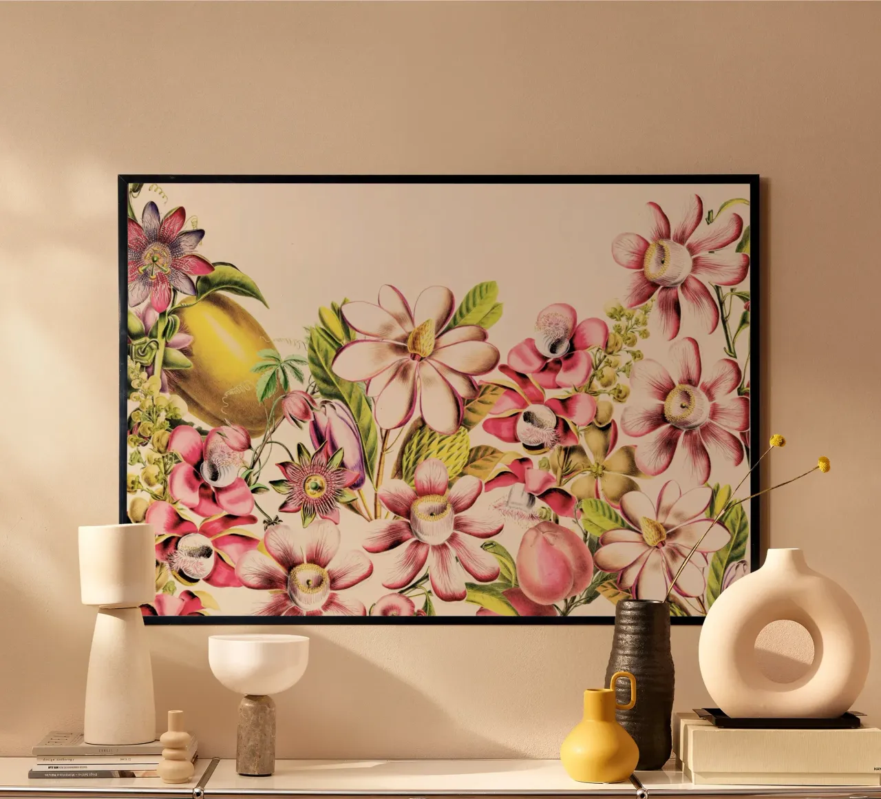 Paradiso floreale rosa botanico d'epoca poster da Vintage World - Uta Naumann