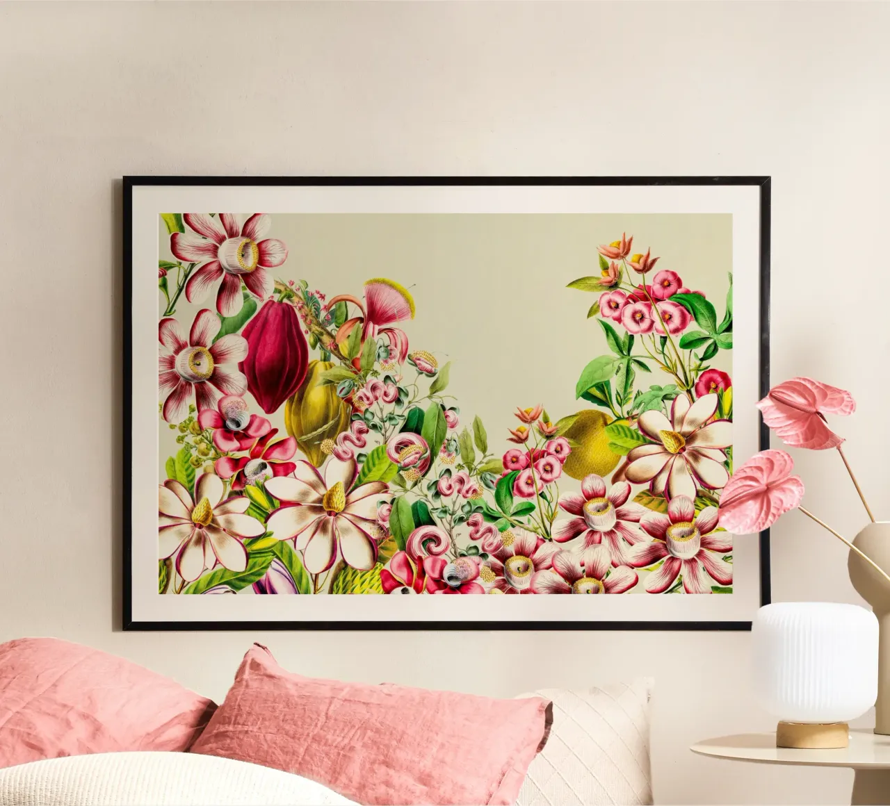 Giardino floreale botanico d'epoca poster con telaio in alluminio da Vintage World - Uta Naumann