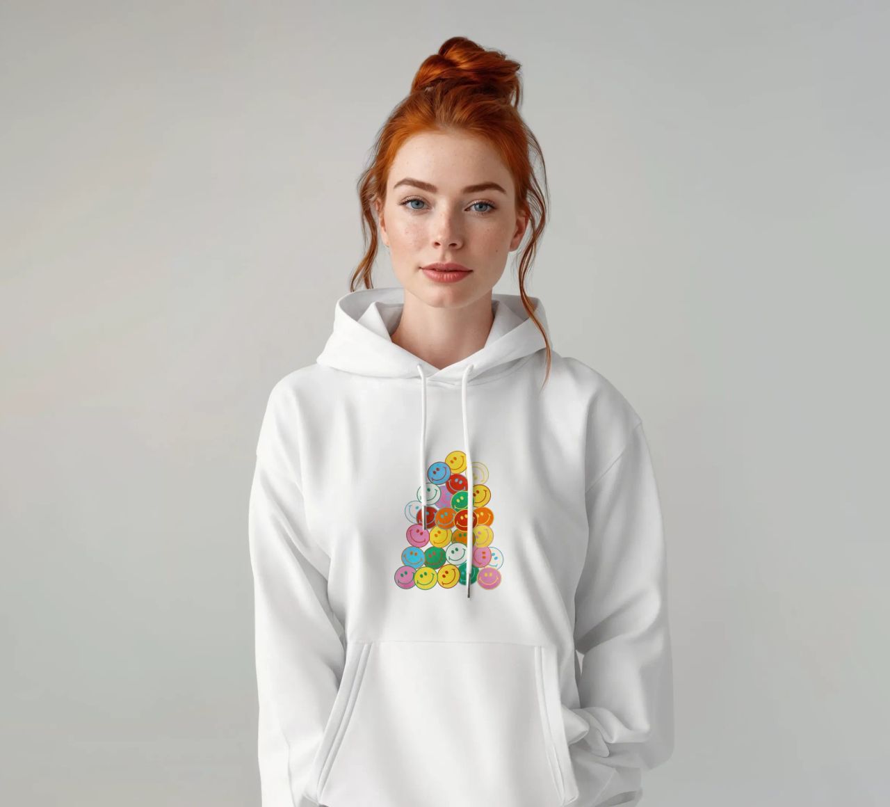 Retro Smiley Face Fun Art Print felpa con cappuccio da showmemars